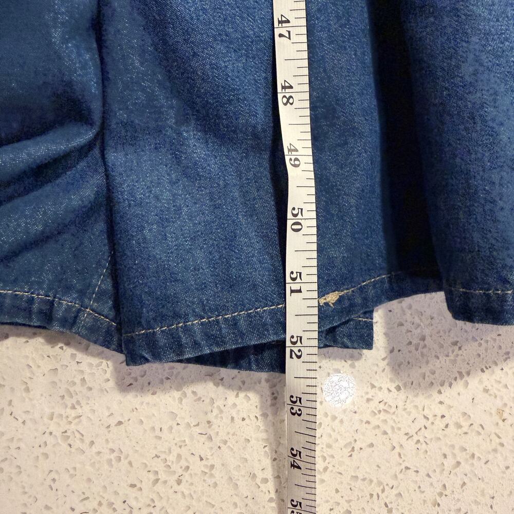 Vintage Erika Co Embroidered Chambray Denim Midi Dress 1X Cotton Cottage Modest - Picture 12 of 12